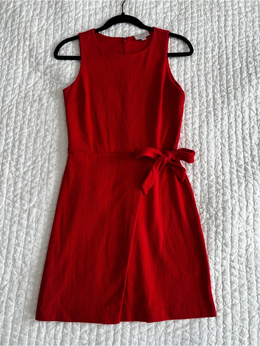 LOFT Red Sleeveless Tie-Waist Mini Dress